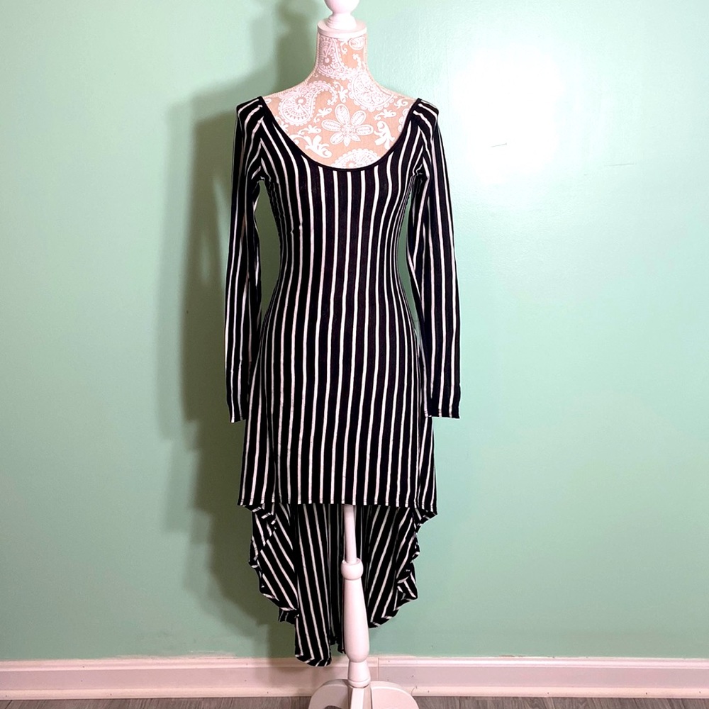 Jesse & j Backless black and white stripe high low goth summer party dress